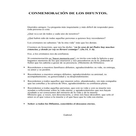 CONMEMORACÍON DE TODOS LOS DIFUNTOS