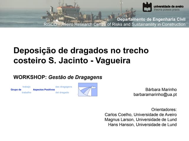 WORKSHOP “GESTÃO DE DRAGAGENS” – Bárbara Marinho