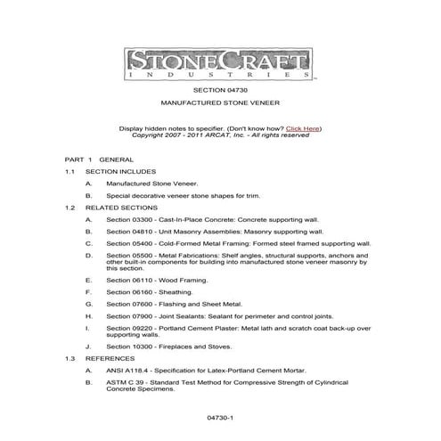 04730 stone craft arcat