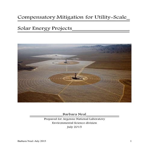 Picture of Compensatory Mitigation for Utility-Scale Solar Energy Projects | DOCX
