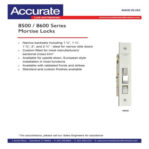 Mortise locks for narrow stile doors