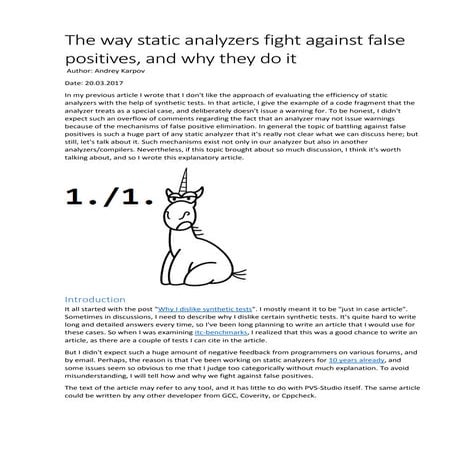 The way static analyzers fight against false positives, and why they do it