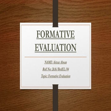 Formative Evaluation