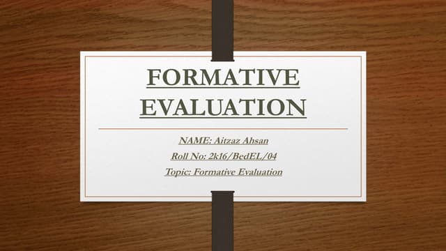Formative Evaluation