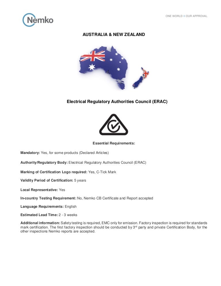 Australia & New Zealand Safety Regulation