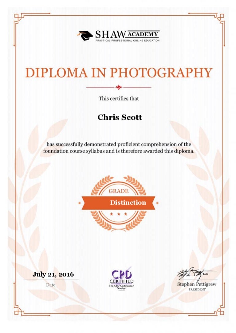 Certificate Diploma in Photography