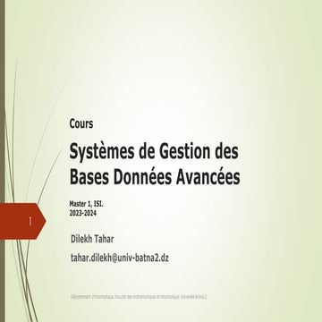Advanced Object-Oriented Database Management Systems Course Overview | PDF