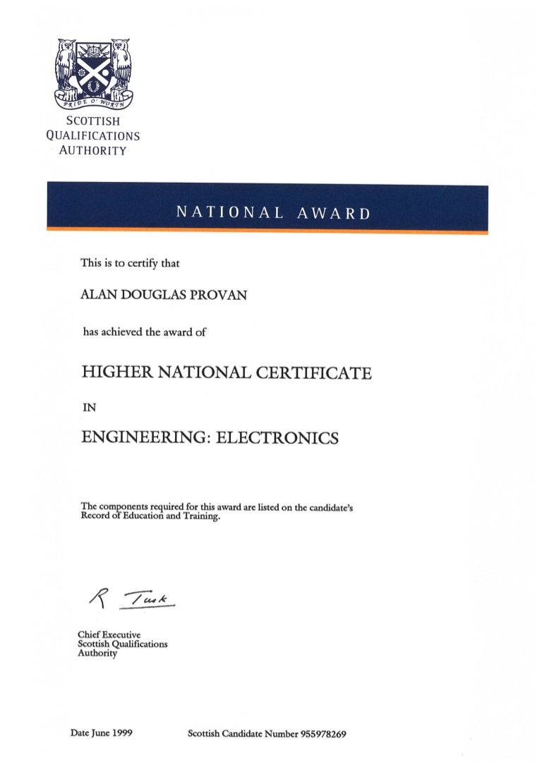 ONC &amp; HNC Electronics Cetificate