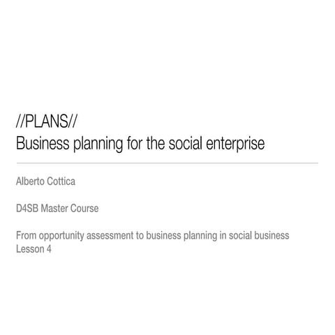 Business planning  for social entrepreneurs