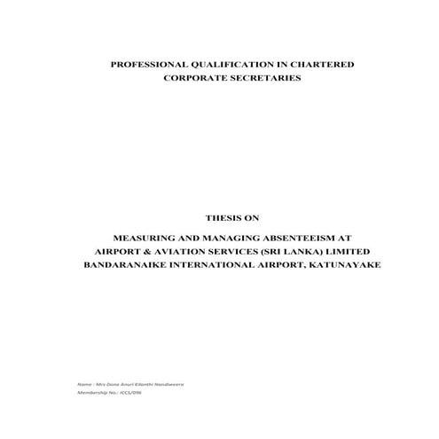 Research on Absenteeism