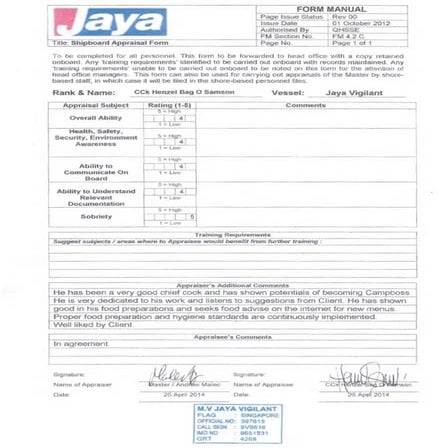 JAYA Shipboard Appraisal Report | PDF
