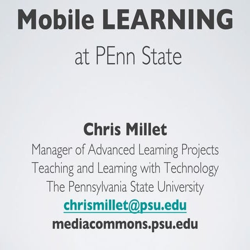 Millet, Models for Mobile in Teaching and Learning