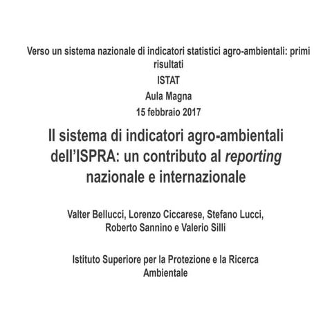 V.Bellucci, L.Ciccarese, S.Lucci, R.Sannino, V.Silli, Il sistema di indicator...