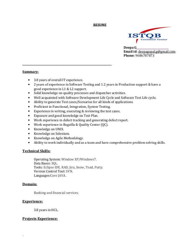 Deepa Resume Manual Testing 2 Years Exp Updated