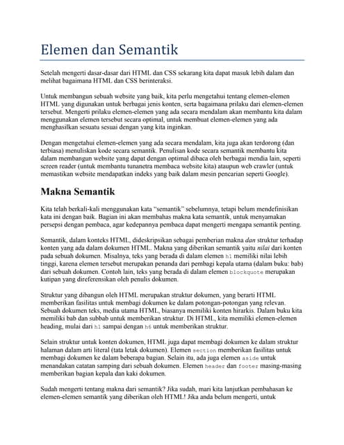 webdesign dasar : 04 elemen dan semantik