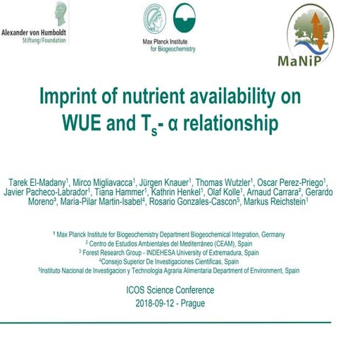 Imprint of nutrient availability on WUE and Ts- α relationship