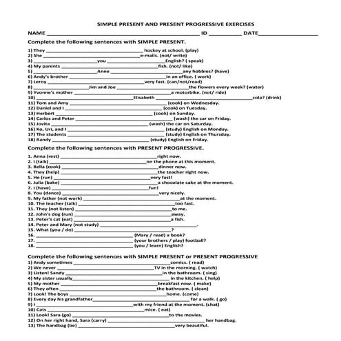 04 exercise simple present and present progressive