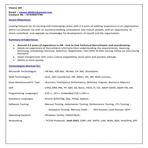 Veena DH CV | DOCX
