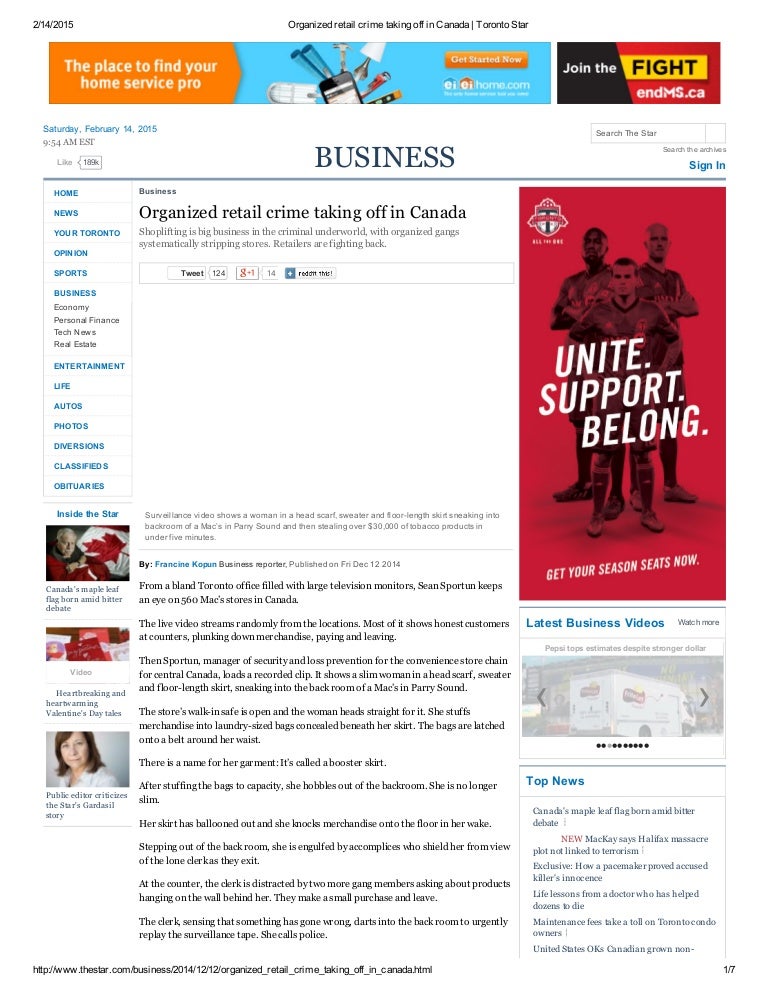 Organized Retail Crime Taking Off In Canada Toronto Star