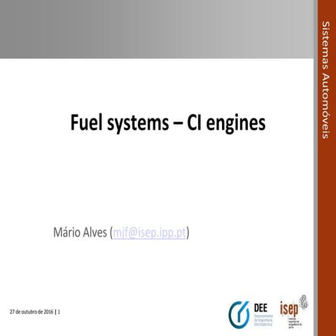 Automotive Systems course (Module 04) - Fuel Systems in Compression Ignition ...