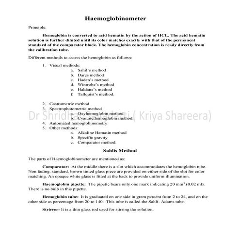 haemoglobinometer.pdf emoglobin is converted to acid hematin by the action of...