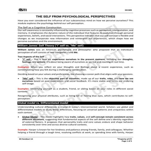 Quiz Number 2  in Understanding the Self