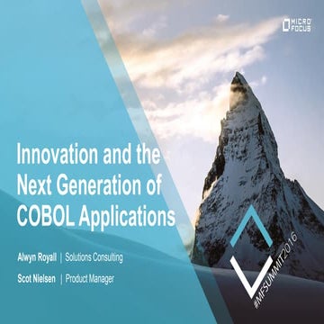 #MFSummit2016 Build: Innovation and the next generation of COBOL applications