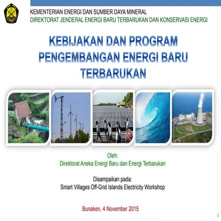 Bunaken Island | Nov-15 | Various new and renewable energies, (Kebijakan dan ...