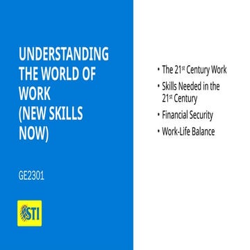 Understanding the World of Work (New Skills Now)