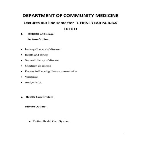 04 lecture outline  1 semester (first year)