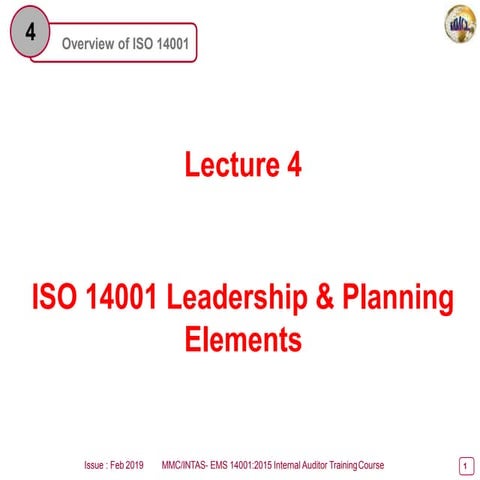 ISO 14001 Leadership & Planning  Elements