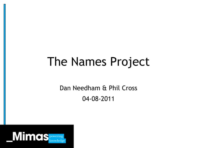 Dan Needham & Phil Cross (mimas) – Names Project