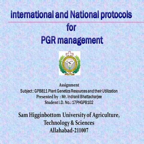 NBPGR-National Bureau of plant genetic Resources. | PPTX