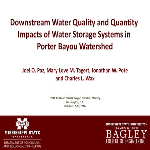 Downstream Water Quality and Quantity Impacts of Water Storage Systems in Por...