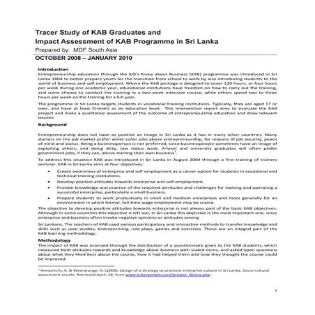 04 sri lanka   tracer study and impact assessment synthesis