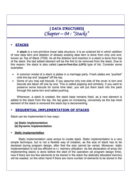 Stack operation algorithms with example | PPT