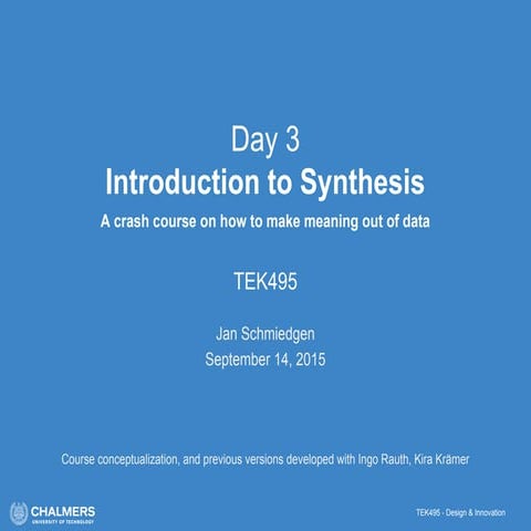 Design Thinking and Innovation Course - Day 4 - Synthesis
