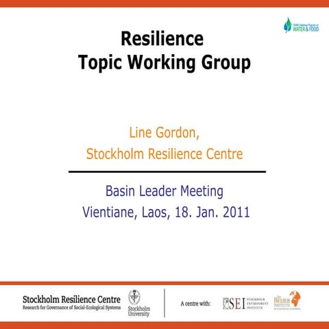 Resilience CPWF Topic Working Group presentation