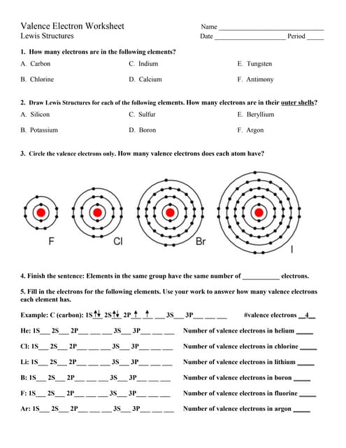Printables Valence Electron Worksheet valence electrons