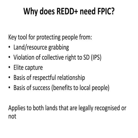 Why does REDD+ need FPIC?