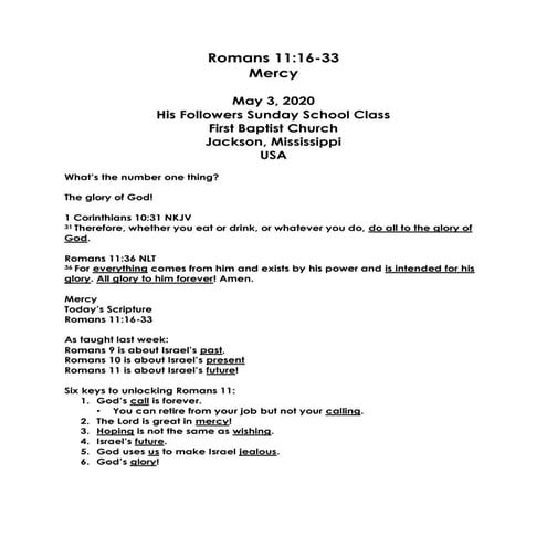 05-03-20, Romans 11;16-33, Mercy