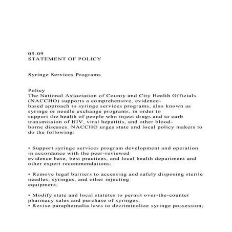 05-09 STATEMENT OF POLICY  Syringe Services Progra.docx