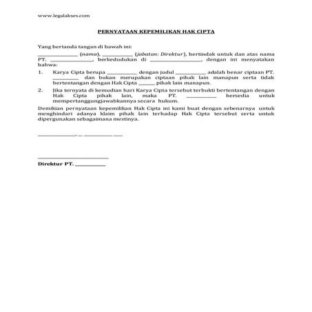 surat pernyataan hak cipta perusahaan | PDF
