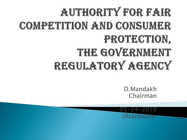 05.24.2010, PRESENTATION, Some issues of competition and consumer rights,  Mr. D. Mandakh