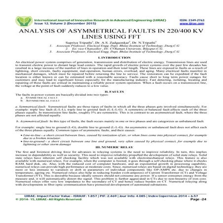ANALYSIS OF ASYMMETRICAL FAULTS IN 220/400 KV LINES USING FFT
