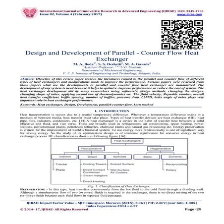 Design and Development of Parallel - Counter Flow Heat Exchanger | PDF
