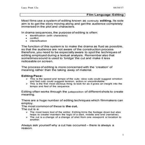 Editing - Key Words Sheet | DOCX