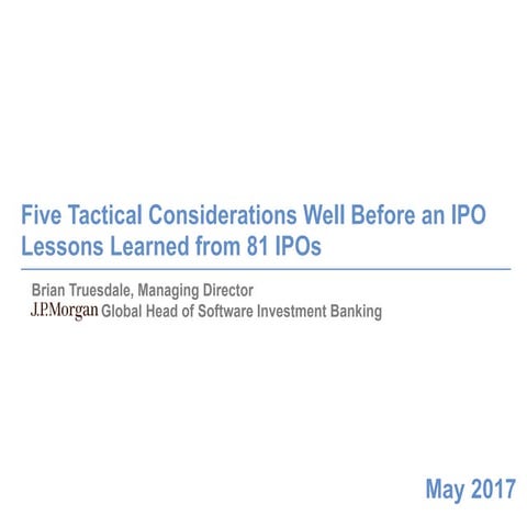 Five Tactical Considerations Well Before an IPO
