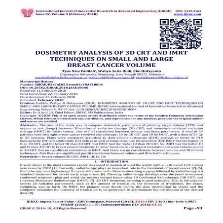 DOSIMETRY ANALYSIS OF 3D CRT AND IMRT TECHNIQUES ON SMALL AND LARGE  BREAST C...