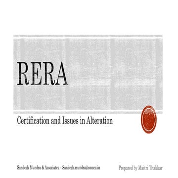 RERA- Certification and issues in Alteration